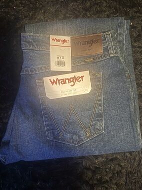 Wrangler Blue Denim Jeans with Leather Patch